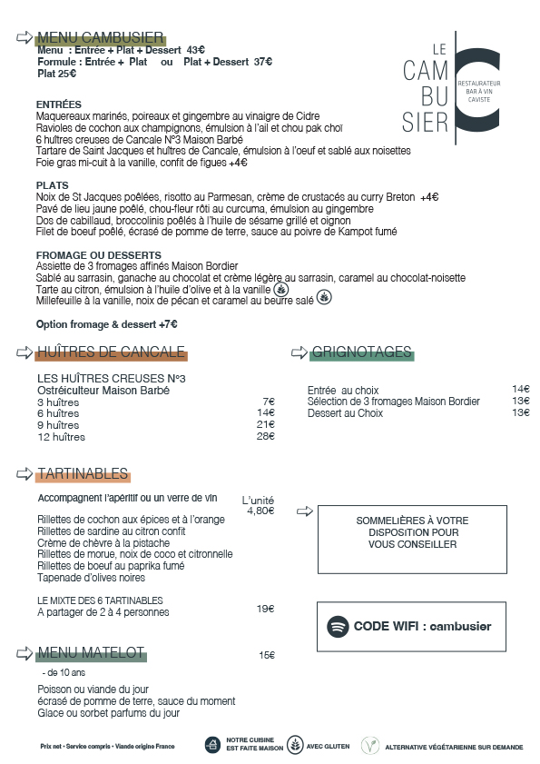 Carte restaurant cambusier saint malo fr