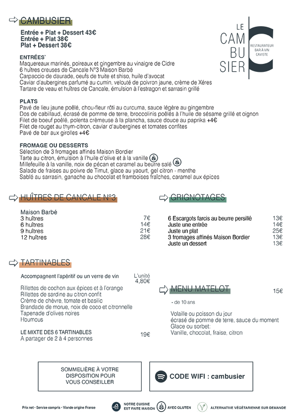 Carte restaurant cambusier saint malo fr